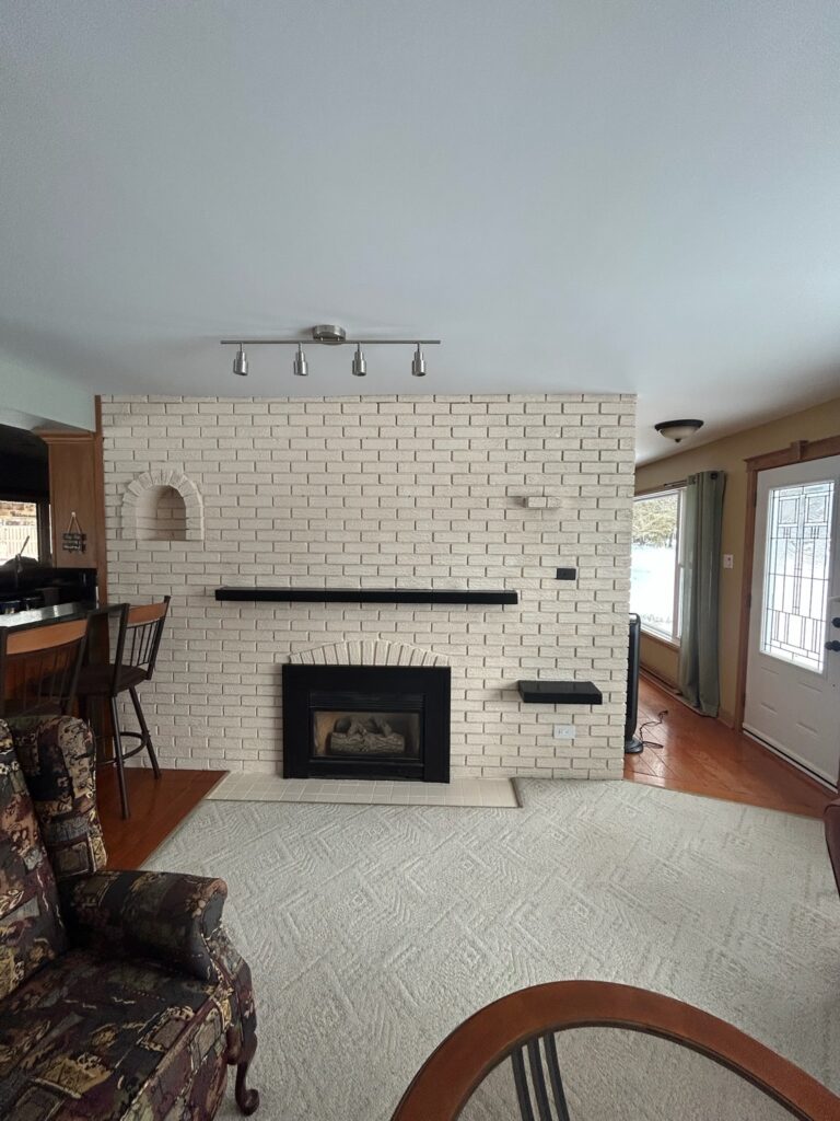 painted yellow fireplace