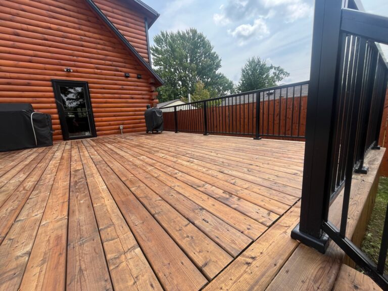 wood home with a stained deck